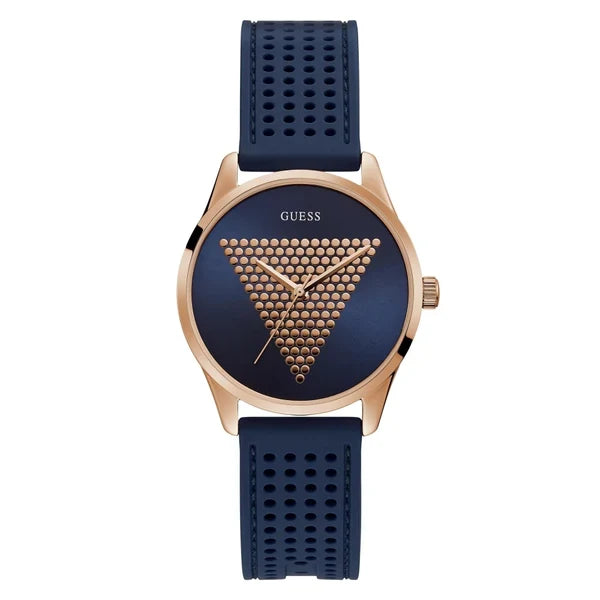 Guess Women’s Quartz Navy Blue Silicone Strap Blue & Rose Gold Dial 36mm Watch W1227L3