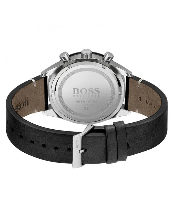 Hugo Boss Men’s Quartz Leather Strap Black Dial 44mm Watch 1513864