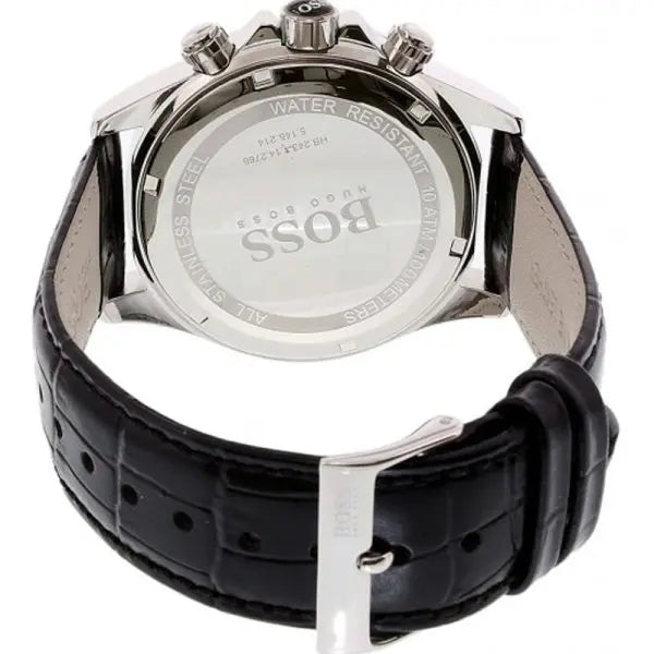 Hugo Boss Men’s Quartz Black Leather Strap Blue Dial 44mm Watch 1513176