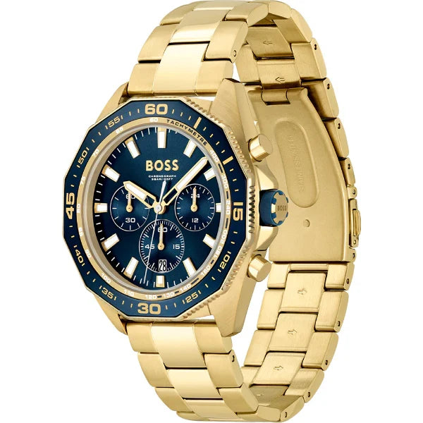 Hugo Boss Men’s Quartz Gold Stainless Steel Blue Dial 44mm Watch 1513973