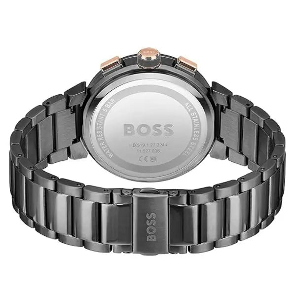 Hugo Boss Men’s Chronograph Quartz Gunmetal Stainless Steel Red Dial 44mm Watch 1514000
