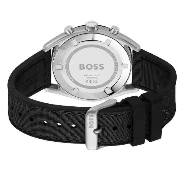Hugo Boss Men’s Chronograph Quartz Black Silicone Strap Black Dial 44mm Watch 1514091