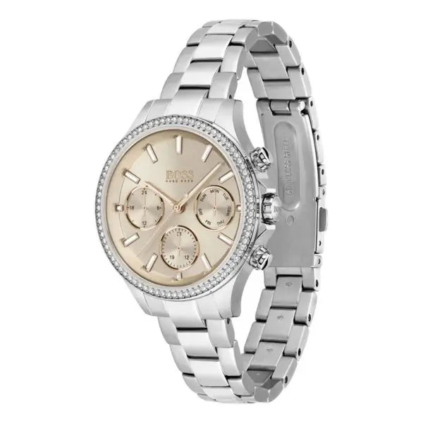 Hugo Boss Women’s Quartz Silver Stainless Steel Gold Dial 38mm Watch 1502565