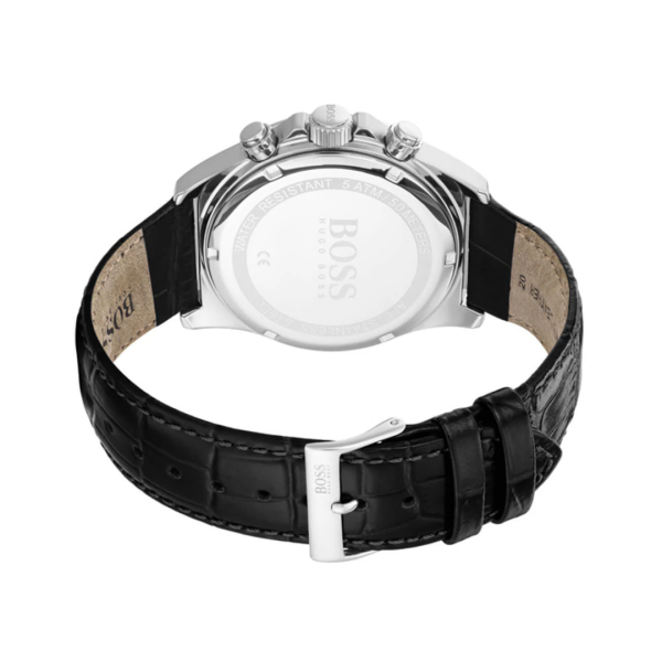 Hugo Boss Men’s Chronograph Leather Strap Black Dial 45mm Watch 1513752