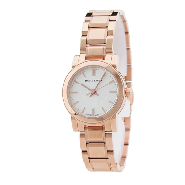 Burberry Women’s Swiss Made Quartz Rose Gold Stainless Steel White Dial 27mm Watch BU9204