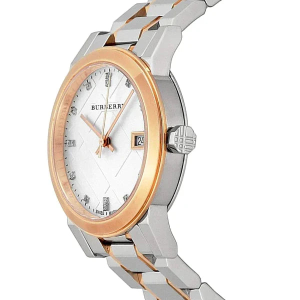 Burberry Women’s Swiss Made Two-Tone Stainless Steel Silver Dial 34mm Watch BU9127