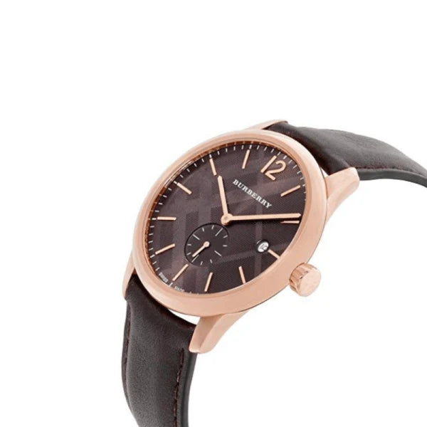 Burberry Men’s Swiss Made Leather Strap Brown Dial 40mm Watch BU10012