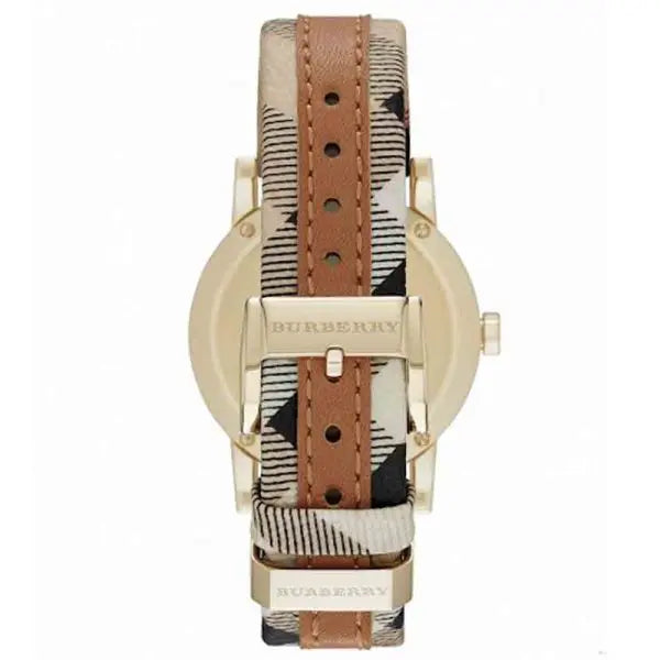 Burberry Women’s Swiss Made Leather Strap Gold Dial 34mm Watch BU9133