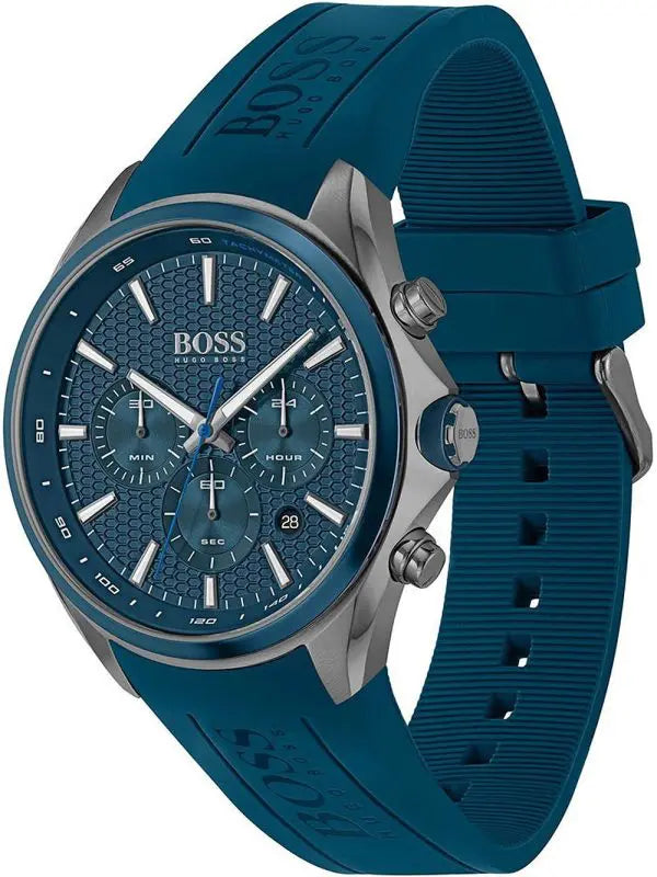 Hugo Boss Men’s Quartz Silicone Strap Blue Dial 46mm Watch 1513856