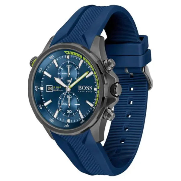 Hugo Boss Men’s Quartz Blue Silicone Strap Blue Dial 46mm Watch 1513821