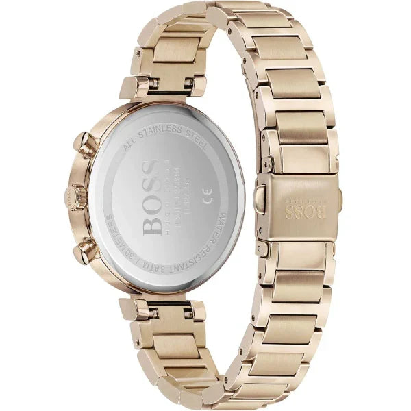 Hugo Boss Women’s Chronograph Quartz Gold Stainless Steel Silver Dial 36mm Watch 1502531