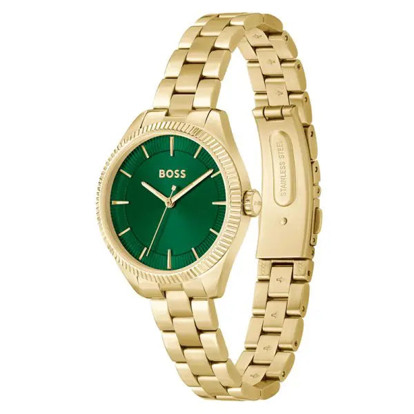 Hugo Boss Women’s Quartz Gold Stainless Steel Green Dial 32mm Watch 1502729