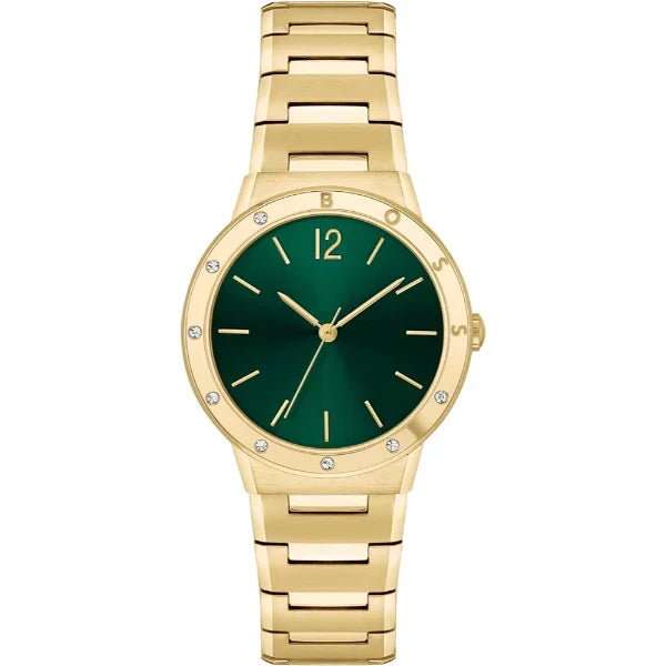 Hugo Boss Women’s Quartz Gold Stainless Steel Green Dial 34mm Watch 1502649