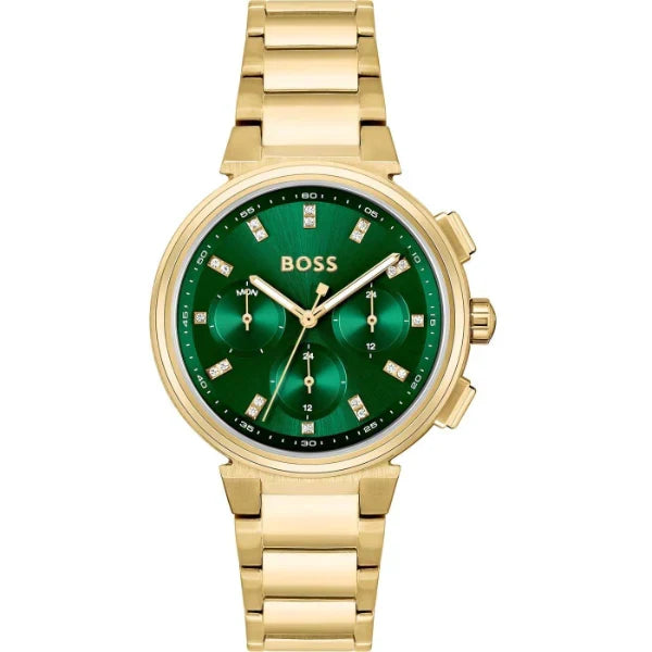 Hugo Boss Women’s Quartz Gold Stainless Steel Green Dial 38mm Watch 1502679