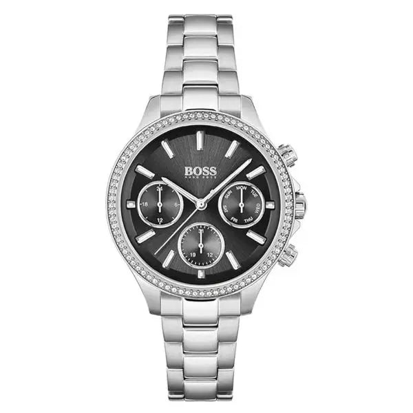 Hugo Boss Women’s Quartz Silver Stainless Steel Black Dial 38mm Watch 1502593