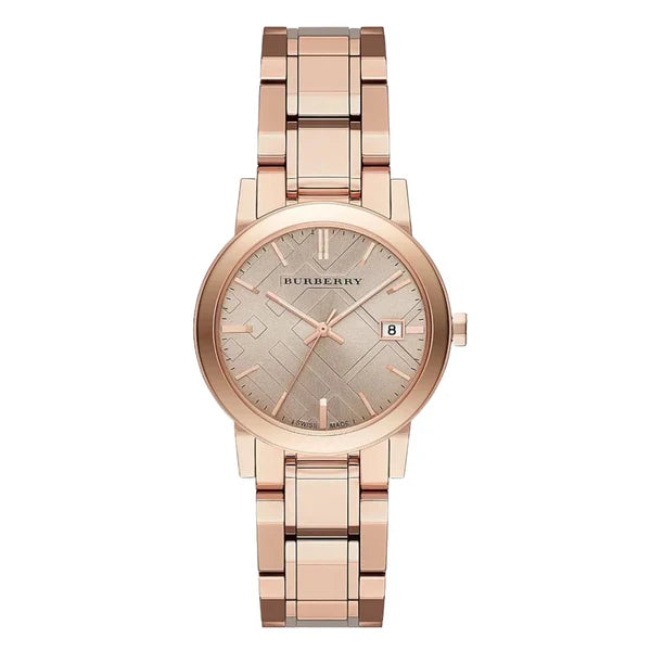 Burberry Women’s Swiss Made Stainless Steel Rose Gold Dial 34mm Watch BU9135