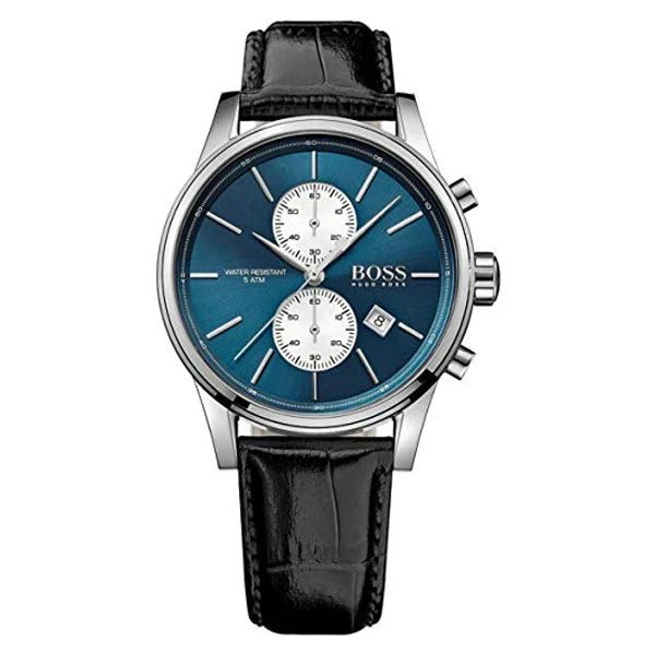 Hugo Boss Men’s Chronograph Leather Strap Blue Dial 41mm Watch 1513283