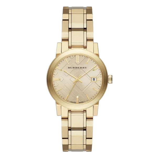 Burberry Women’s Swiss Made Stainless Steel Gold Dial 34mm Watch BU9134