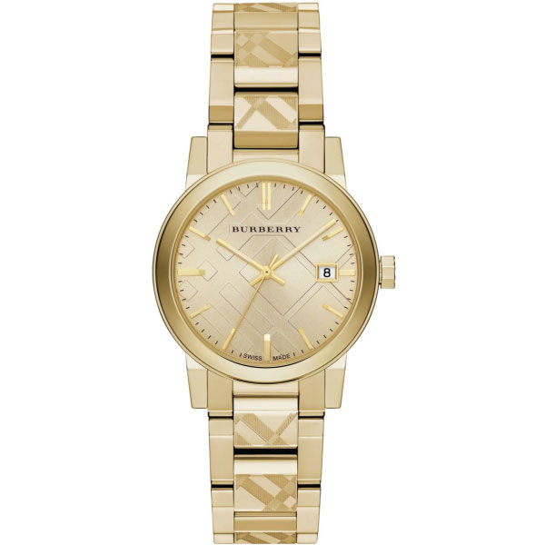 Burberry Women’s Swiss Made Quartz Gold Stainless Steel Gold Dial 34mm Watch BU9145