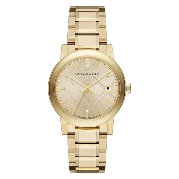 Burberry Unisex Swiss Made Stainless Steel Gold Dial 38mm Watch BU9033