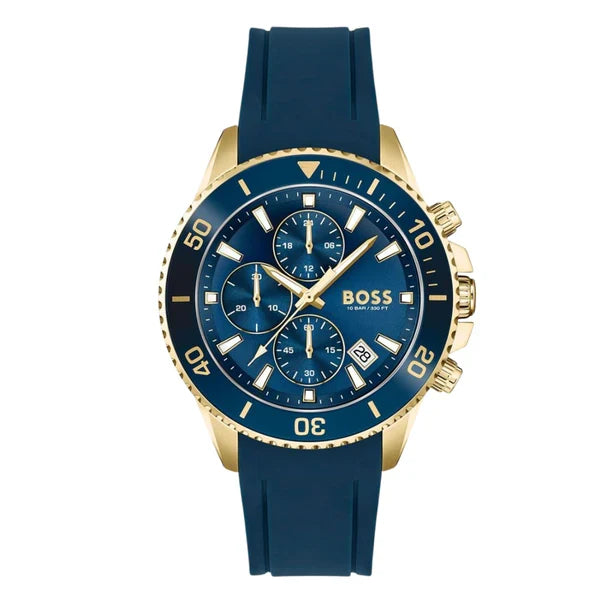 Hugo Boss Men’s Quartz Blue Silicone Strap Blue Dial 46mm Watch 1513965
