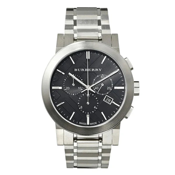 Burberry Men’s Swiss-Made Stainless Steel Black Dial 42mm Watch BU9351