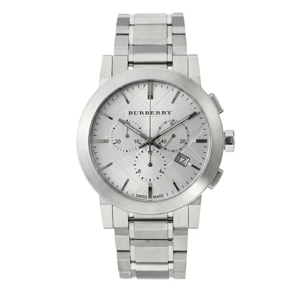 Burberry Unisex Silver Stainless Steel Swiss Made Silver 42mm Watch BU9350