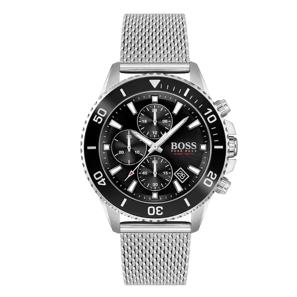 Hugo Boss Men’s Quartz Silver Stainless Steel Black Dial 45mm Watch 1513904