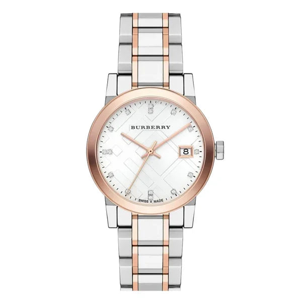 Burberry Women’s Swiss Made Two-Tone Stainless Steel Silver Dial 34mm Watch BU9127