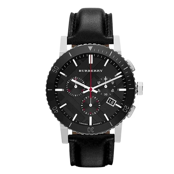 Burberry Men’s Quartz Black Leather Strap Black Dial 42mm Watch BU9382