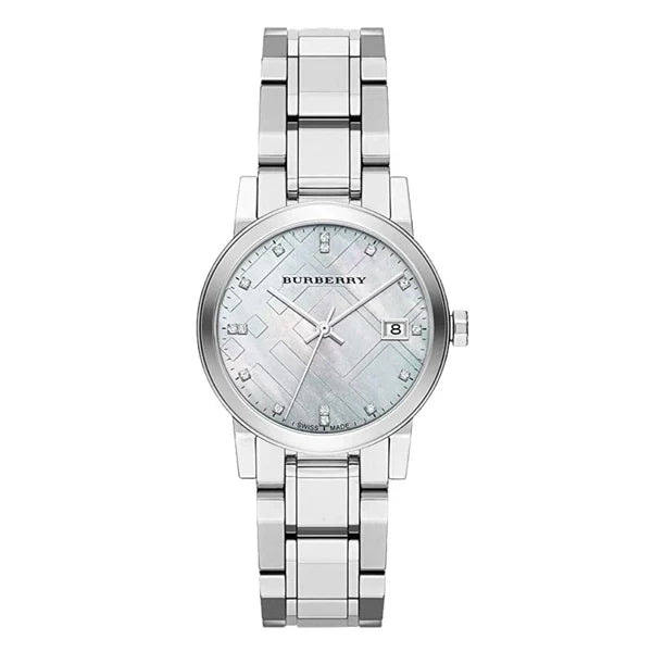 Burberry Women’s Swiss Made Quartz Stainless Steel Silver Dial 34mm Watch BU9125