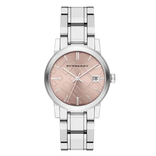 Burberry Women’s Swiss Made Stainless Steel Pink Dial 34mm Watch BU9124