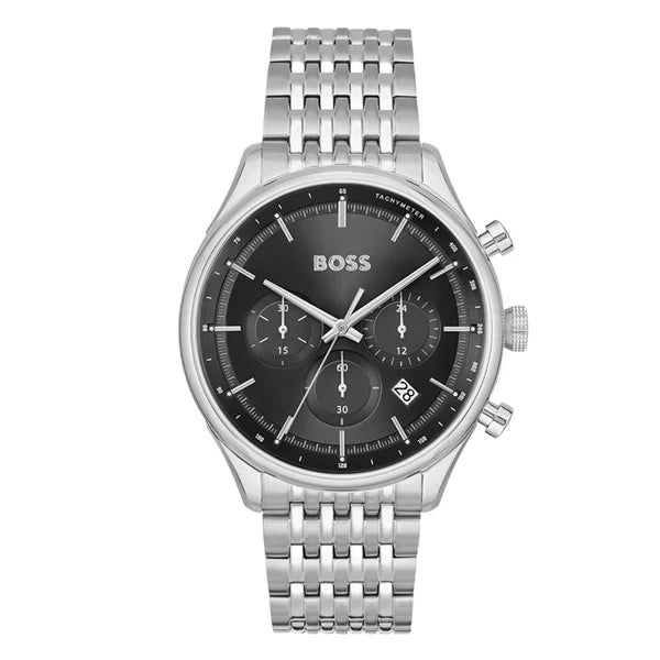Hugo Boss Men’s Quartz Silver Stainless Steel Black Dial 45mm Watch 1514082