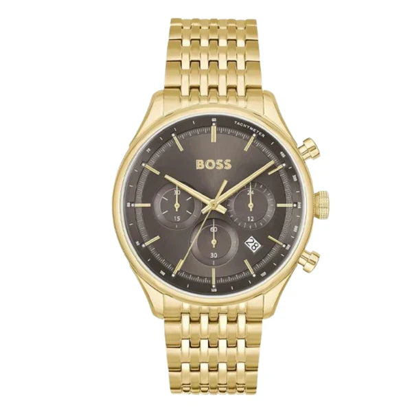 Hugo Boss Men’s Quartz Gold Stainless Steel Grey Dial 45mm Watch 1514051