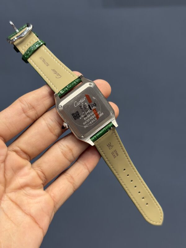 NEW COLLECTION SILVER CASE WITH WHITE DIAL & GREEN LEATHER STRAP