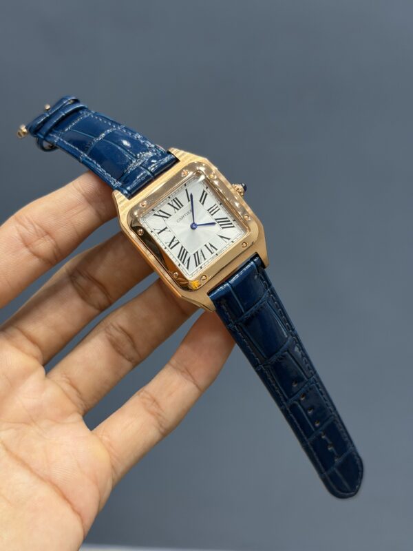 NEW COLLECTION ROSE GOLD CASE WITH WHITE DIAL & BLUE LEATHER STRAP