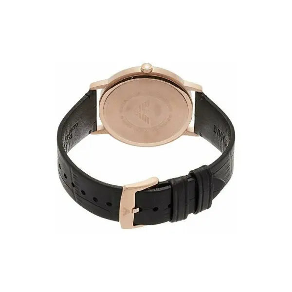 Emporio Armani Men’s Quartz Black Leather Strap White Dial 41mm Watch AR80015M