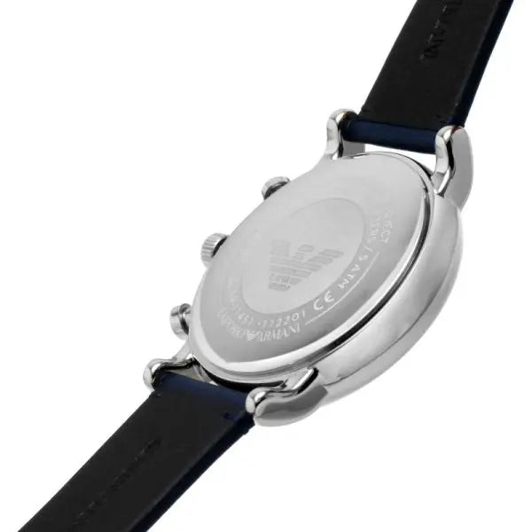 Emporio Armani Men’s Chronograph Leather Strap Blue Dial 46mm Watch AR11451