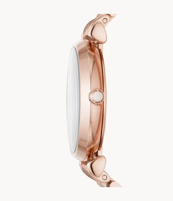 Emporio Armani Women’s Quartz Rose Gold Stainless Steel Silver Crystal Pave Dial 32mm Watch AR11244