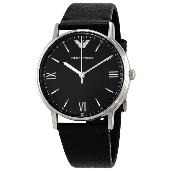 Emporio Armani Men’s Quartz Leather Strap Black Dial 41mm Watch AR11013