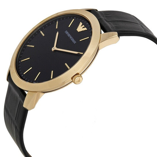 Emporio Armani Men’s Quartz Black Leather Strap Black Dial 42mm Watch AR1742