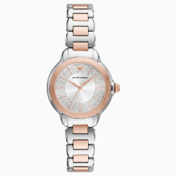 Emporio Armani Women’s Quartz Two Tone Stainless Steel Silver Dial 32mm Watch AR11643