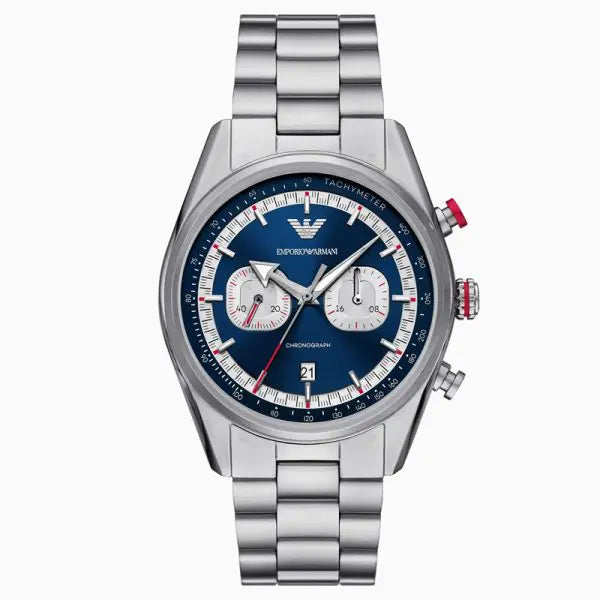 Emporio Armani Men’s Quartz Silver Stainless Steel Blue Dial 42mm Watch AR11676