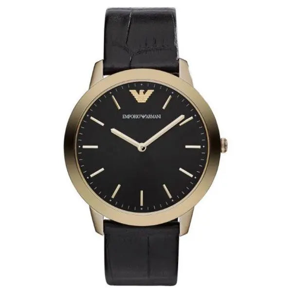 Emporio Armani Men’s Quartz Black Leather Strap Black Dial 42mm Watch AR1742
