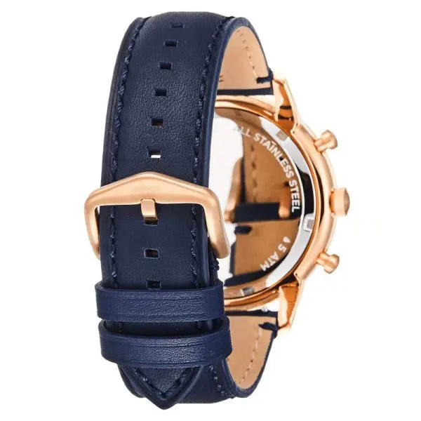 Fossil Men’s Chronograph Quartz Blue Leather Strap Blue Dial 44mm Watch FS5436