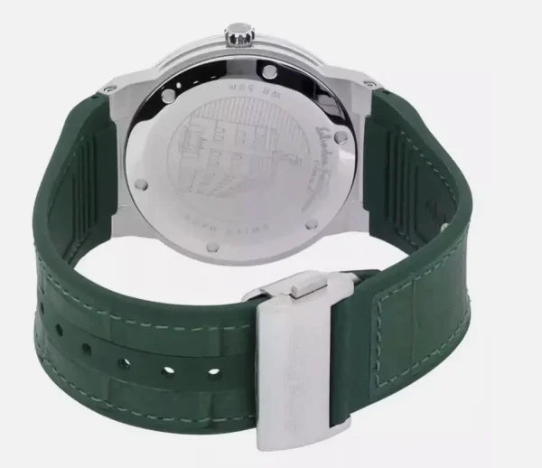 Ferragamo Men’s Swiss Made Quartz Green Silicone Strap Green Dial 44mm Watch SFHY02722