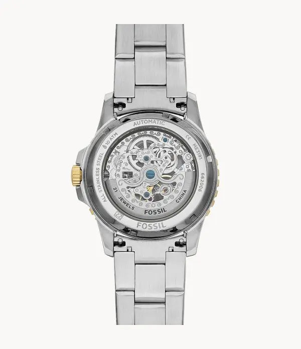 Fossil Men’s Automatic Two-tone Stainless Steel Blue Dial 42mm Watch ME3191