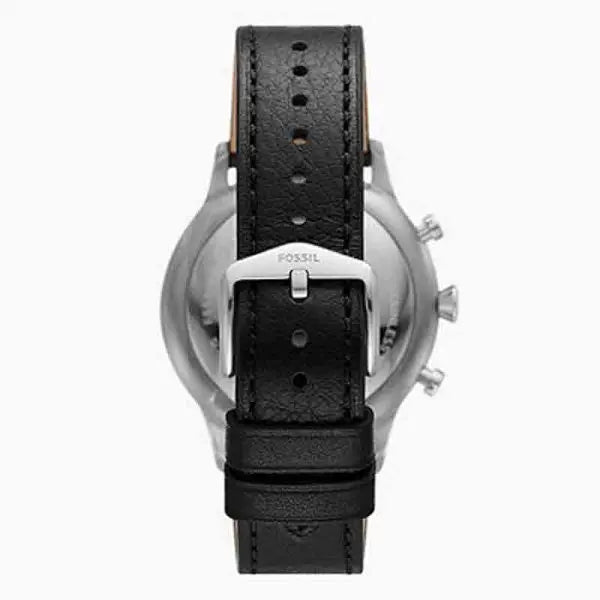 Fossil Men’s Chronograph Quartz Black Leather Strap Black Dial 44mm Watch FS5806