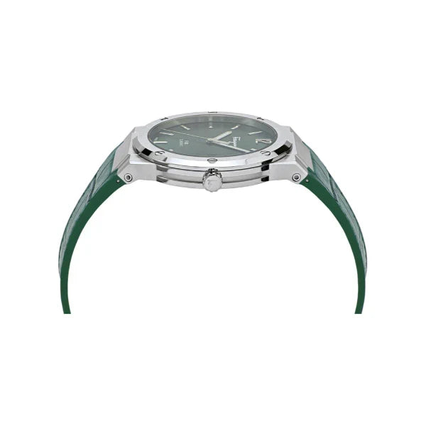 Ferragamo Men’s Swiss Made Quartz Green Hybrid Strap Green Dial 42mm Watch SFDT00519