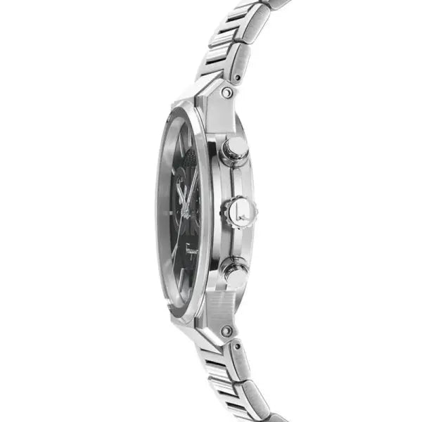 Ferragamo Men’s Swiss Made Quartz Silver Stainless Steel Black Dial 41mm Watch SFME00321